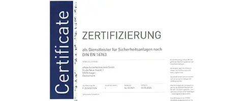 effexx VdS Zertifikat Dienstleister fuer Sicherheitsanlagen SAA gueltig bis 10 10 2025