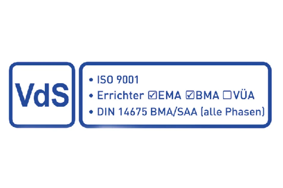 Das Logo des VdS-Zertifikats der effexx Sicherheitstechnik.